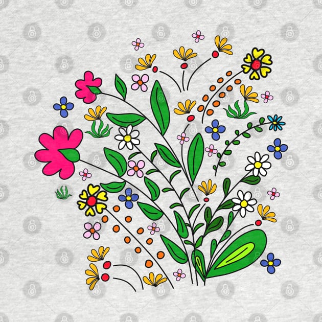 colourful flower meadow blooming flower tendril floral pattern by rh_naturestyles